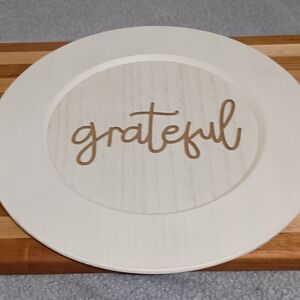 White Grateful Decorative Charger Plate